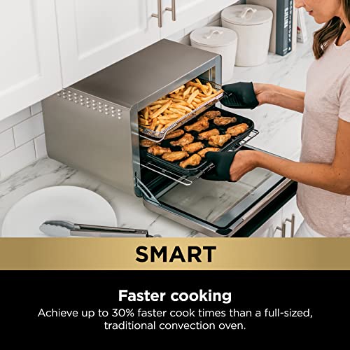 Ninja DT251 Foodi 10 in 1 Smart XL Air Fry Oven  Bake  Broil  Toast  Roast  Digital Toaster  Thermometer  True Surround Convection up to 450 F  includes 6 trays & Recipe Guide  Silver