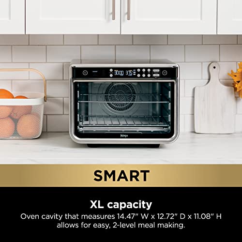 Ninja DT251 Foodi 10 in 1 Smart XL Air Fry Oven  Bake  Broil  Toast  Roast  Digital Toaster  Thermometer  True Surround Convection up to 450 F  includes 6 trays & Recipe Guide  Silver