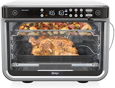 Ninja DT251 Foodi 10 in 1 Smart XL Air Fry Oven  Bake  Broil  Toast  Roast  Digital Toaster  Thermometer  True Surround Convection up to 450 F  includes 6 trays & Recipe Guide  Silver