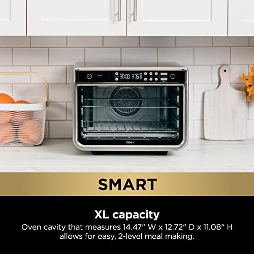 Ninja DT251 Foodi 10 in 1 Smart XL Air Fry Oven  Bake  Broil  Toast  Roast  Digital Toaster  Thermometer  True Surround Convection up to 450 F  includes 6 trays & Recipe Guide  Silver