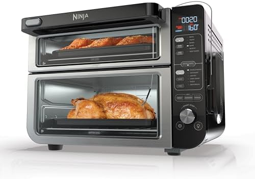 Ninja DT251 Foodi 10 in 1 Smart XL Air Fry Oven  Bake  Broil  Toast  Roast  Digital Toaster  Thermometer  True Surround Convection up to 450 F  includes 6 trays & Recipe Guide  Silver