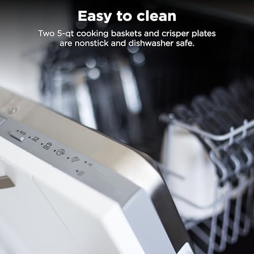 Ninja DZ550 Foodi 10 Quart 6 in 1 DualZone Smart XL Air Fryer with 2 Independent Baskets  Thermometer for Perfect Doneness  Match Cook & Smart Finish to Roast  Dehydrate & More  Grey