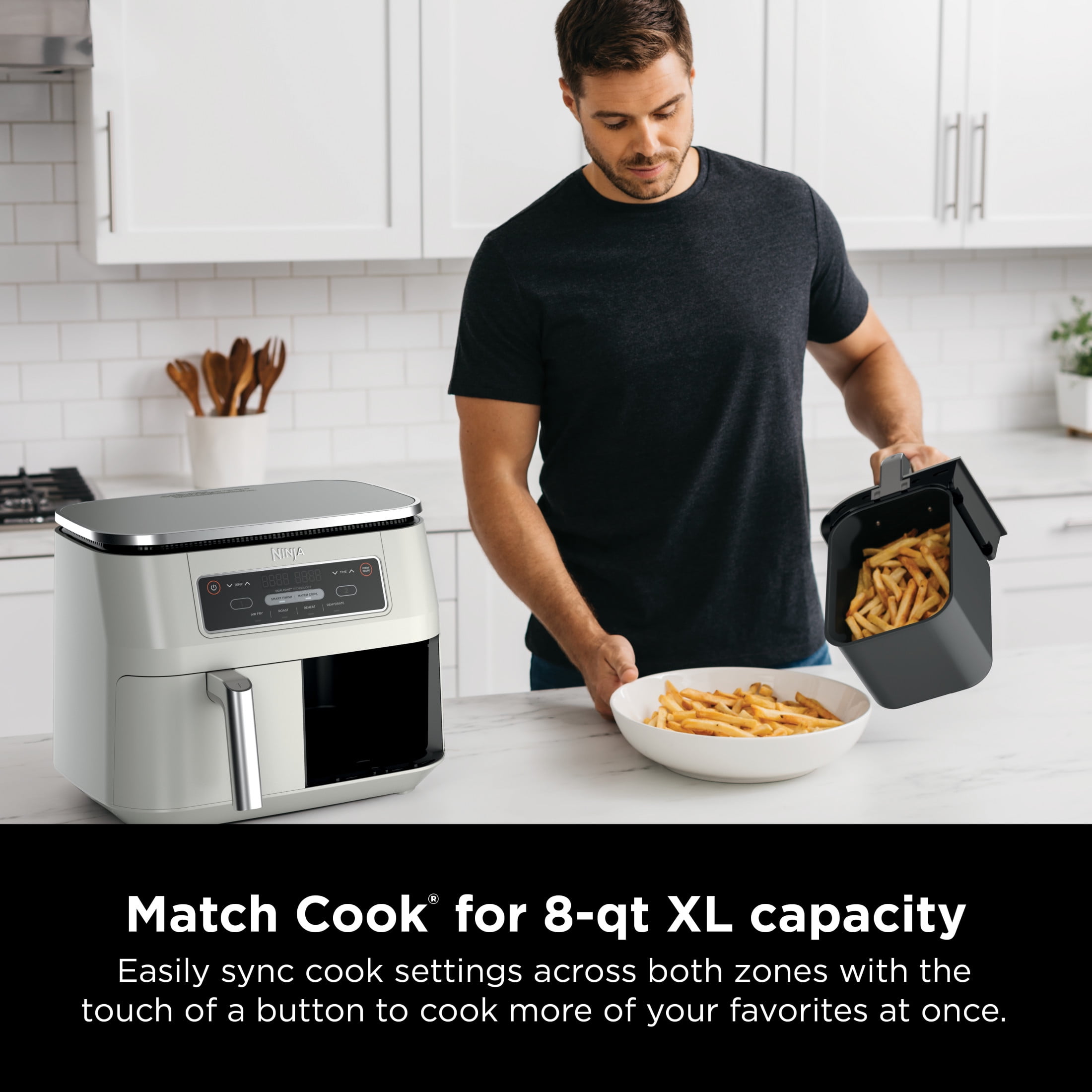 Ninja Foodi 4 in 1 8 Qt Air Fryer  2 Basket  XL Capacity  with DualZone Technology  Air Fry  Roast & More  DZ100WMWH Dove