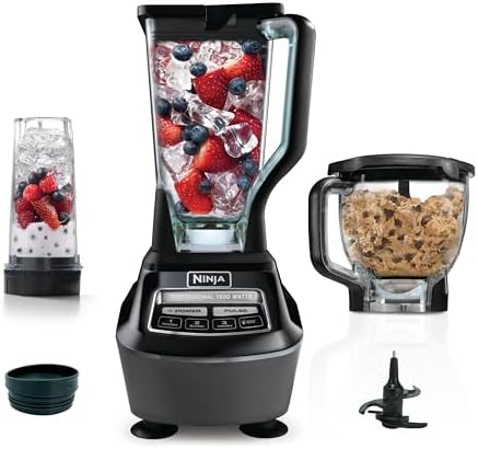 Ninja Kitchen System   8 Cup Food Processor Bowl & 72 oz  Blender All in One   With  2  16 oz  To Go Cups   For Smoothies  Ice Crushing  Dough & More   1500 Watt   Black   BL770