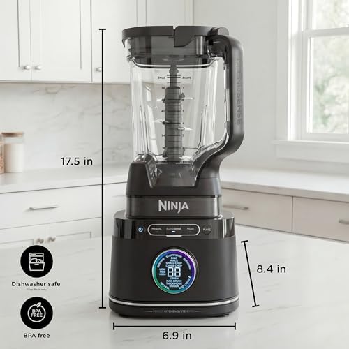 Ninja Kitchen System   All in One Food Processor & Blender   8 Cup Bowl &  1  24 oz  To Go Cup BlendSense Tech   For Smoothies  Cookie Dough  Salsas  Cole Slaw & More   1800 Peak Watt   Black   TB401