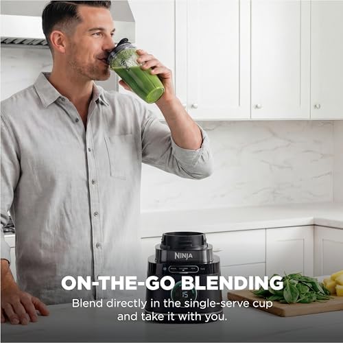 Ninja Kitchen System   All in One Food Processor & Blender   8 Cup Bowl &  1  24 oz  To Go Cup BlendSense Tech   For Smoothies  Cookie Dough  Salsas  Cole Slaw & More   1800 Peak Watt   Black   TB401