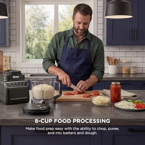 Ninja Kitchen System   All in One for Smoothies  Frozen Drinks  Veggie Chopper & More   With Full Size Pitcher  8 Cup Food Processor Bowl   2  18 oz  Cups    1200 Watt   Dark Grey   BR601AMZ