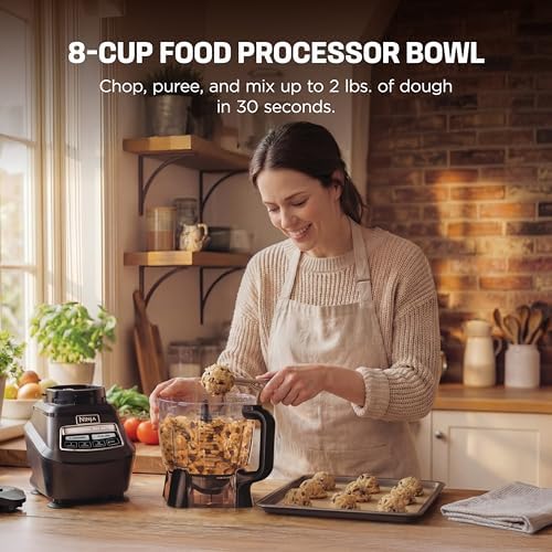 Ninja Kitchen System   All in One Food Processor & Blender for Smoothies   Includes Pitcher   2  16 oz  To Go Cups & 8 Cup Bowl   Makes Salsa  Dough  Shakes  & Frozen Drinks   1500W   Black   BL770