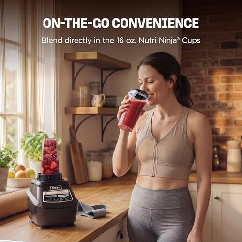Ninja Kitchen System   All in One Food Processor & Blender for Smoothies   Includes Pitcher   2  16 oz  To Go Cups & 8 Cup Bowl   Makes Salsa  Dough  Shakes  & Frozen Drinks   1500W   Black   BL770