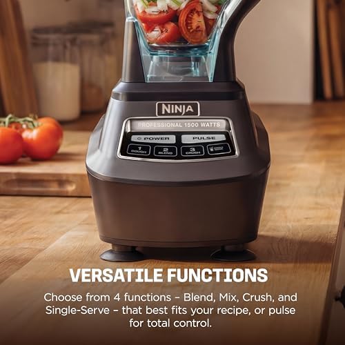 Ninja Kitchen System   All in One Food Processor & Blender for Smoothies   Includes Pitcher   2  16 oz  To Go Cups & 8 Cup Bowl   Makes Salsa  Dough  Shakes  & Frozen Drinks   1500W   Black   BL770