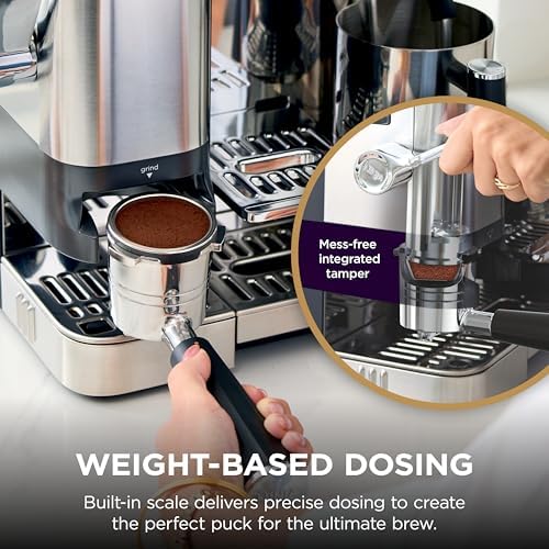 Ninja Luxe Café Pro Series  Espresso Machine  Drip Coffee  Cold Brew  Hot Water  Integrated Tamper  Built in Grinder  Hands Free Frother for Cappuccinos  Lattes  Americanos  Dairy or Non Dairy  ES701