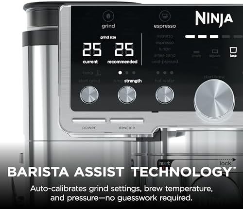 Ninja Luxe Café Pro Series  Espresso Machine  Drip Coffee  Cold Brew  Hot Water  Integrated Tamper  Built in Grinder  Hands Free Frother for Cappuccinos  Lattes  Americanos  Dairy or Non Dairy  ES701