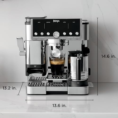 Ninja Luxe Café Pro Series  Espresso Machine  Drip Coffee  Cold Brew  Hot Water  Integrated Tamper  Built in Grinder  Hands Free Frother for Cappuccinos  Lattes  Americanos  Dairy or Non Dairy  ES701