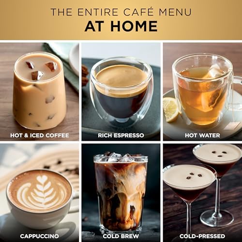 Ninja Luxe Café Pro Series  Espresso Machine  Drip Coffee  Cold Brew  Hot Water  Integrated Tamper  Built in Grinder  Hands Free Frother for Cappuccinos  Lattes  Americanos  Dairy or Non Dairy  ES701