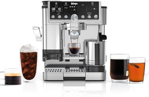 Ninja Luxe  Café Pro designed by David Beckham  Espresso Machine  Drip Coffee  Cold Brew  Hot Water  Integrated Tamper  Built in Grinder  Hands Free Frother for Lattes & More  Black/Gold  ES771BK