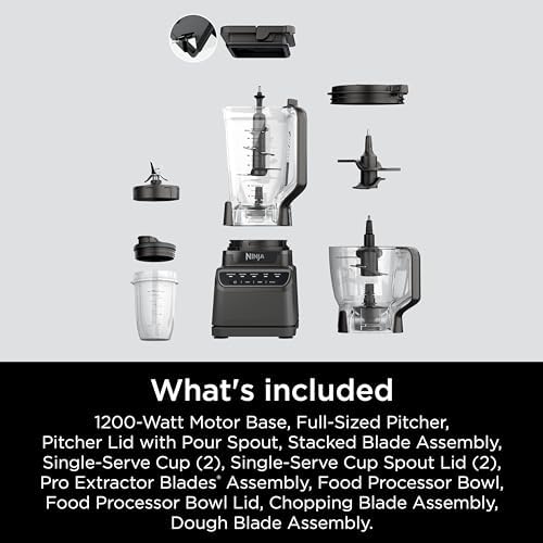 Ninja Mega Kitchen System  1500W  72 oz  Full Size Blender & 8 Cup Food Processor with  2  16 oz  To Go Cups  Total Crushing Technology   Smoothies  Ice Crushing  Purees  Dough & More  Black  BL770