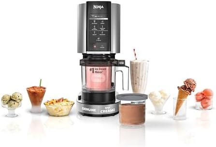 Ninja NC301 CREAMi Ice Cream Maker  for Gelato  Mix ins  Milkshakes  Sorbet  Smoothie Bowls & More  7 One Touch Programs  with  2  Pint Containers & Lids  Compact Size  Perfect for Kids  Silver