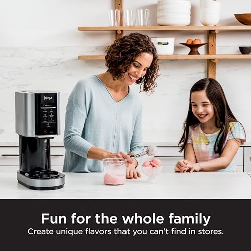 Ninja NC301 CREAMi Ice Cream Maker  for Gelato  Mix ins  Milkshakes  Sorbet  Smoothie Bowls & More  7 One Touch Programs  with  2  Pint Containers & Lids  Compact Size  Perfect for Kids  Silver