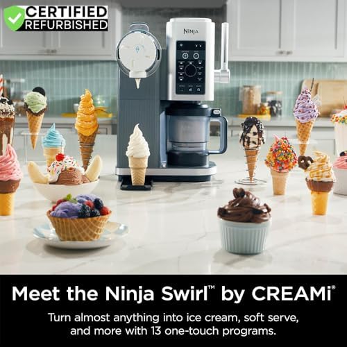 Ninja NC701 CREAMi Swirl 13 in 1 Soft Serve Ice Cream Machine  Renewed  Bundle with 2 YR CPS Enhanced Protection Pack