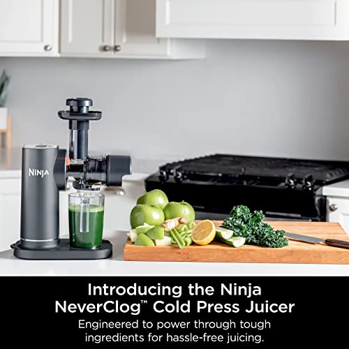 Ninja NeverClog Cold Press Juicer  Powerful Slow Juicer with Total Pulp Control  Countertop  Electric  2 Pulp Functions  Dishwasher Safe  2nd Generation  Charcoal  JC151