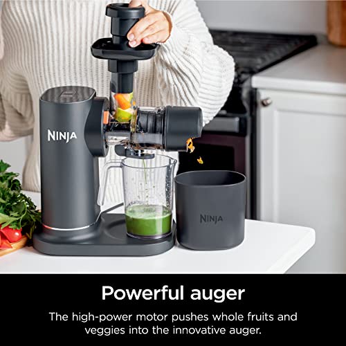 Ninja NeverClog Cold Press Juicer  Powerful Slow Juicer with Total Pulp Control  Countertop  Electric  2 Pulp Functions  Dishwasher Safe  2nd Generation  Charcoal  JC151