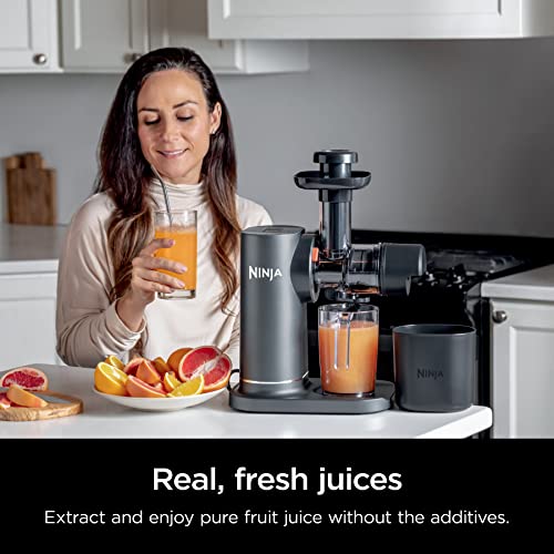 Ninja NeverClog Cold Press Juicer  Powerful Slow Juicer with Total Pulp Control  Countertop  Electric  2 Pulp Functions  Dishwasher Safe  2nd Generation  Charcoal  JC151