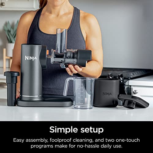 Ninja NeverClog Cold Press Juicer  Powerful Slow Juicer with Total Pulp Control  Countertop  Electric  2 Pulp Functions  Dishwasher Safe  2nd Generation  Charcoal  JC151