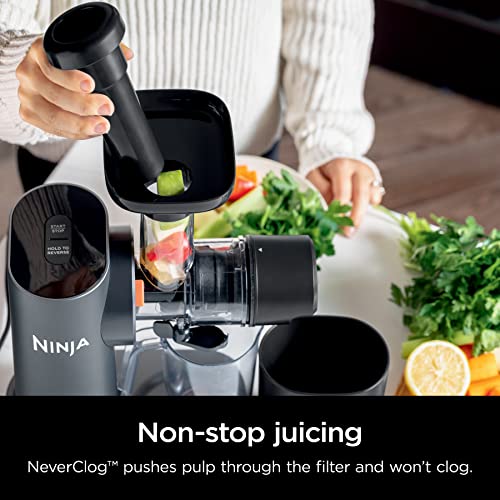 Ninja NeverClog Cold Press Juicer  Powerful Slow Juicer with Total Pulp Control  Countertop  Electric  2 Pulp Functions  Dishwasher Safe  2nd Generation  Charcoal  JC151