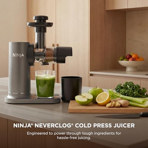 Ninja NeverClog Cold Press Juicer   Powerful Electric Slow Masticating Juicer with Pulp Control   XL Capacity   24 oz  Juice Jug & 36 oz  Pulp Container   Dishwasher Safe   Charcoal   150W   JC151