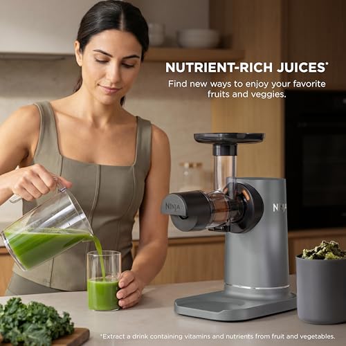 Ninja NeverClog Cold Press Juicer   Powerful Electric Slow Masticating Juicer with Pulp Control   XL Capacity   24 oz  Juice Jug & 36 oz  Pulp Container   Dishwasher Safe   Charcoal   150W   JC151