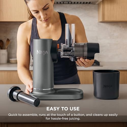 Ninja NeverClog Cold Press Juicer   Powerful Electric Slow Masticating Juicer with Pulp Control   XL Capacity   24 oz  Juice Jug & 36 oz  Pulp Container   Dishwasher Safe   Charcoal   150W   JC151