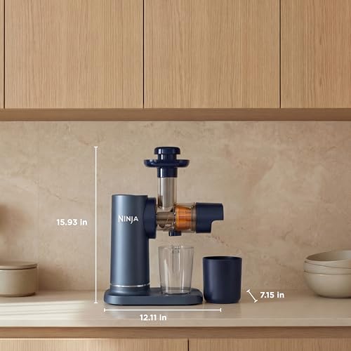 Ninja NeverClog Cold Press Juicer   Powerful Electric Slow Masticating Juicer with Pulp Control   XL Capacity   24 oz  Juice Jug & 36 oz  Pulp Container   Dishwasher Safe   Navy   150W   JC151 NV