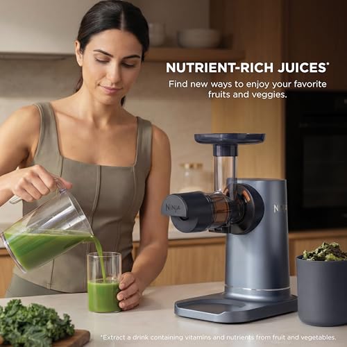 Ninja NeverClog Cold Press Juicer   Powerful Electric Slow Masticating Juicer with Pulp Control   XL Capacity   24 oz  Juice Jug & 36 oz  Pulp Container   Dishwasher Safe   Navy   150W   JC151 NV