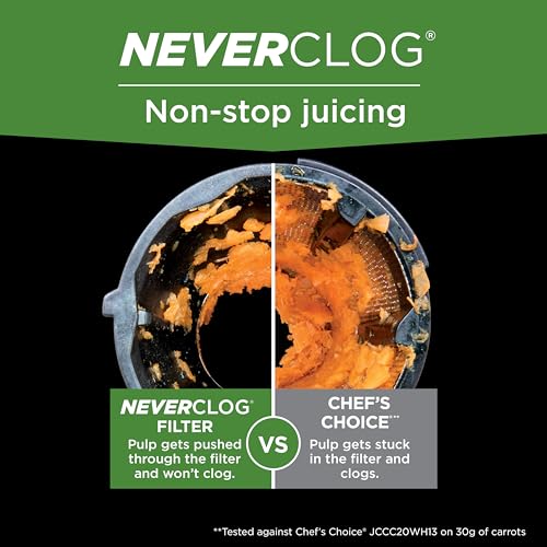 Ninja NeverClog Cold Press Juicer   Powerful Electric Slow Masticating Juicer with Pulp Control   XL Capacity   24 oz  Juice Jug & 36 oz  Pulp Container   Dishwasher Safe   Navy   150W   JC151 NV