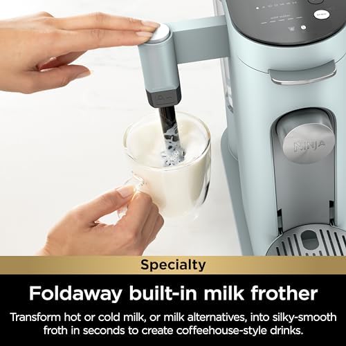 Ninja Pod & Grounds Specialty Single Serve Coffee Maker  K Cup Pod Compatible  Brews Grounds  Compact Design  Built In Milk Frother  56 oz  Reservoir  6 oz  Cup to 24 oz  Mug Sizes  Stone  PB051ST