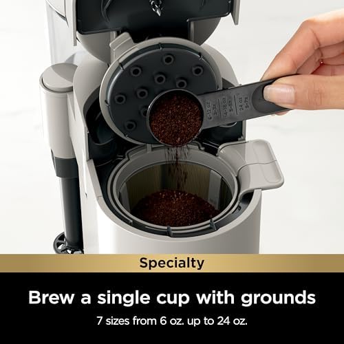 Ninja Pod & Grounds Specialty Single Serve Coffee Maker  K Cup Pod Compatible  Brews Grounds  Compact Design  Built In Milk Frother  56 oz  Reservoir  6 oz  Cup to 24 oz  Mug Sizes  Stone  PB051ST