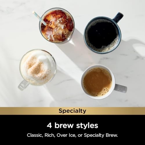 Ninja Pod & Grounds Specialty Single Serve Coffee Maker  K Cup Pod Compatible  Brews Grounds  Compact Design  Built In Milk Frother  56 oz  Reservoir  6 oz  Cup to 24 oz  Mug Sizes  Stone  PB051ST