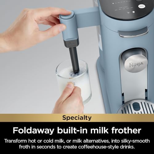 Ninja Pod & Grounds Specialty Single Serve Coffee Maker  K Cup Pod Compatible  Brews Grounds  Compact Design  Built In Milk Frother  56 oz  Reservoir  6 oz  Cup to 24 oz  Mug Sizes  Stone  PB051ST