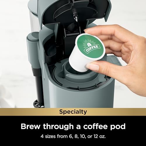 Ninja Pod & Grounds Specialty Single Serve Coffee Maker  K Cup Pod Compatible  Brews Grounds  Compact Design  Built In Milk Frother  56 oz  Reservoir  6 oz  Cup to 24 oz  Mug Sizes  Stone  PB051ST