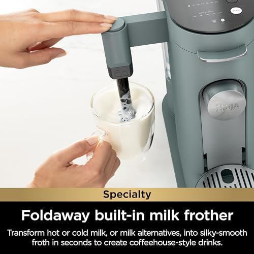 Ninja Pod & Grounds Specialty Single Serve Coffee Maker  K Cup Pod Compatible  Brews Grounds  Compact Design  Built In Milk Frother  56 oz  Reservoir  6 oz  Cup to 24 oz  Mug Sizes  Stone  PB051ST