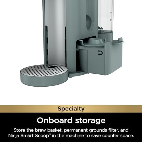 Ninja Pod & Grounds Specialty Single Serve Coffee Maker  K Cup Pod Compatible  Brews Grounds  Compact Design  Built In Milk Frother  56 oz  Reservoir  6 oz  Cup to 24 oz  Mug Sizes  Stone  PB051ST