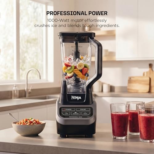 Ninja Professional Blender   Smoothie Blending  Drink Mixer  Grinder  Ice Crusher  Frozen Fruit Blending   1000W Power  Total Crushing Technology  XL 72 oz  Pitcher   Black & Grey   BL610