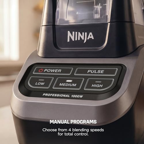 Ninja Professional Blender   Smoothie Blending  Drink Mixer  Grinder  Ice Crusher  Frozen Fruit Blending   1000W Power  Total Crushing Technology  XL 72 oz  Pitcher   Black & Grey   BL610