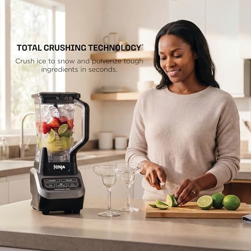 Ninja Professional Blender   Smoothie Blending  Drink Mixer  Grinder  Ice Crusher  Frozen Fruit Blending   1000W Power  Total Crushing Technology  XL 72 oz  Pitcher   Black & Grey   BL610