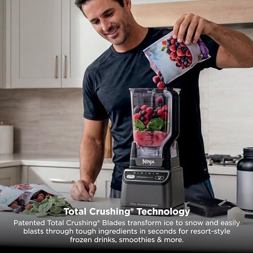 Ninja Professional Blender 2 0   Smoothie Maker  Drink Mixer  Grinder  Ice Crusher   Total Crushing Technology  Auto iQ Program  1200W Power  XL 72 oz  Pitcher   Dark Grey   BR201AMZ