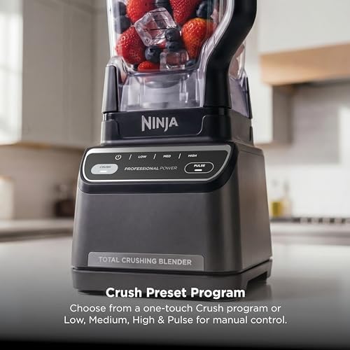 Ninja Professional Blender 2 0   Smoothie Maker  Drink Mixer  Grinder  Ice Crusher   Total Crushing Technology  Auto iQ Program  1200W Power  XL 72 oz  Pitcher   Dark Grey   BR201AMZ