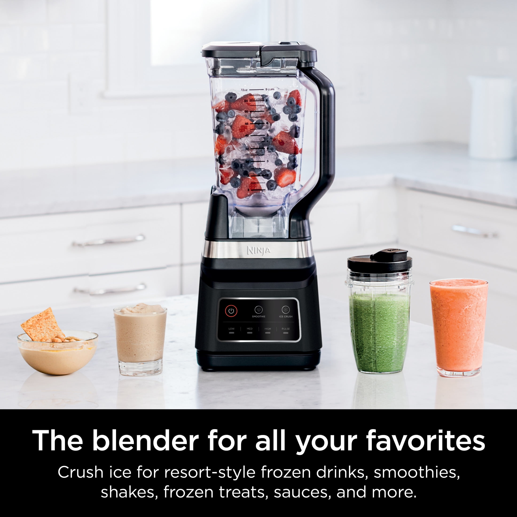 Ninja Professional Plus 72 Oz Blender  Smoothies  Ice Crush with 2 Auto iQ Preset Programs  1200W  BN700 Black