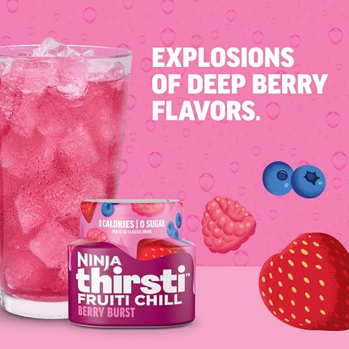 Ninja Thirsti - Gotas de agua saborizadas, FRUITI CHILL Berry Burst, sabor a fruta audaz, espumoso o sin gas, cero calorías, cero azúcar, hace 17, bebidas de 12 onzas, paquete de 3, WCFBRPNAM