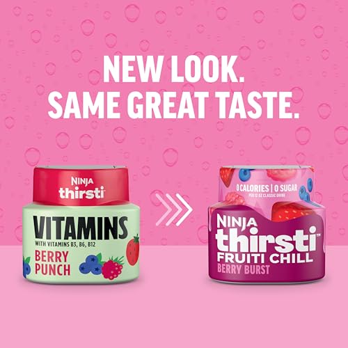 Ninja Thirsti - Gotas de agua saborizadas, FRUITI CHILL Berry Burst, sabor a fruta audaz, espumoso o sin gas, cero calorías, cero azúcar, hace 17, bebidas de 12 onzas, paquete de 3, WCFBRPNAM