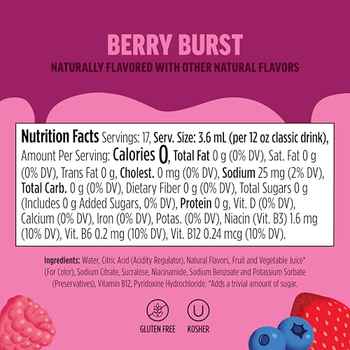 Ninja Thirsti - Gotas de agua saborizadas, FRUITI CHILL Berry Burst, sabor a fruta audaz, espumoso o sin gas, cero calorías, cero azúcar, hace 17, bebidas de 12 onzas, paquete de 3, WCFBRPNAM